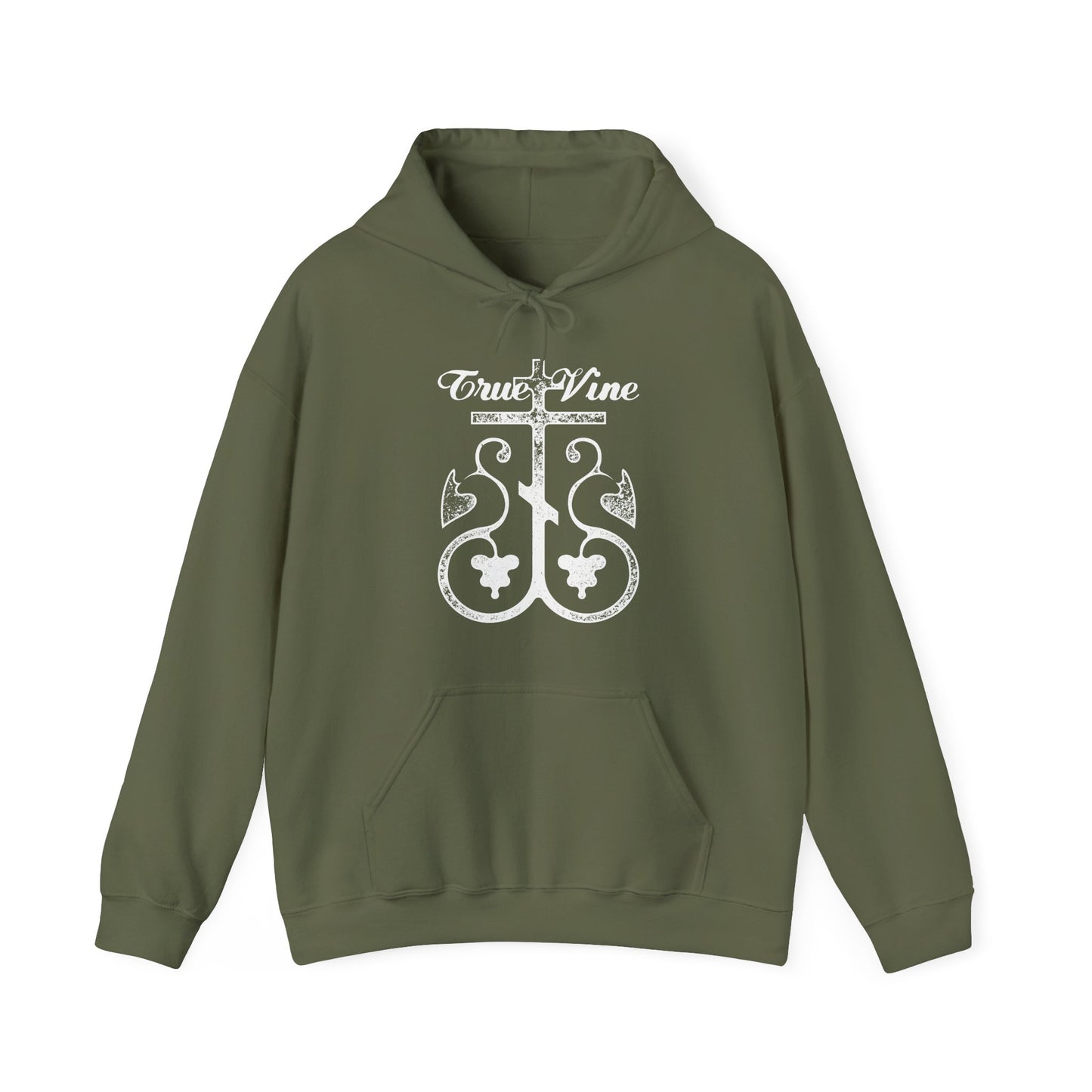 I Am the True Vine (John 15, Ezekiel 15) | Orthodox Cross with Grape Vine | Photocopy Effect | Orthodox Christian Hoodie