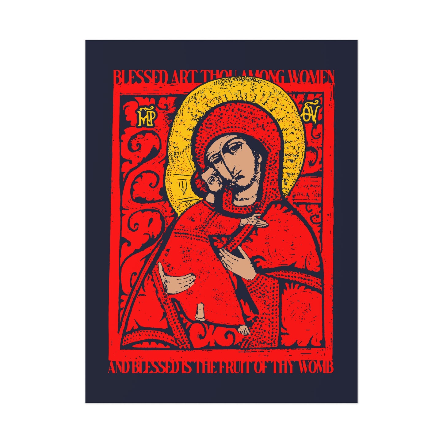 Vladimir Theotokos Icon (Blessed Art Thou Among Women) No. 1 | Orthodox Christian Art Poster