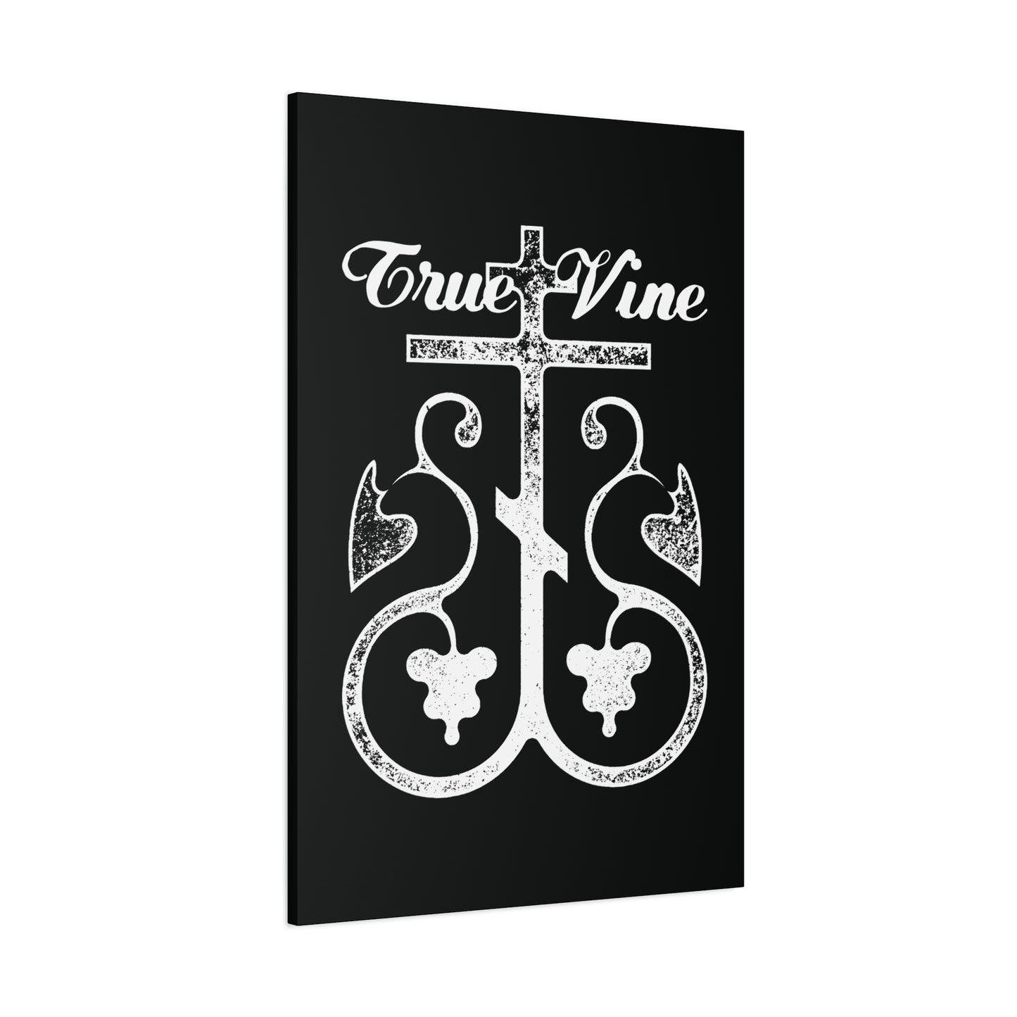 I Am the True Vine (John 15, Ezekiel 15) | Orthodox Cross with Grape Vine | Photocopy Effect | Orthodox Christian Canvas Wall Art