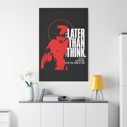 It's Later Than You Think | Seraphim Rose | Minimal Red Design with Halo | Apocalyptic Ethos | Christian Canvas Art