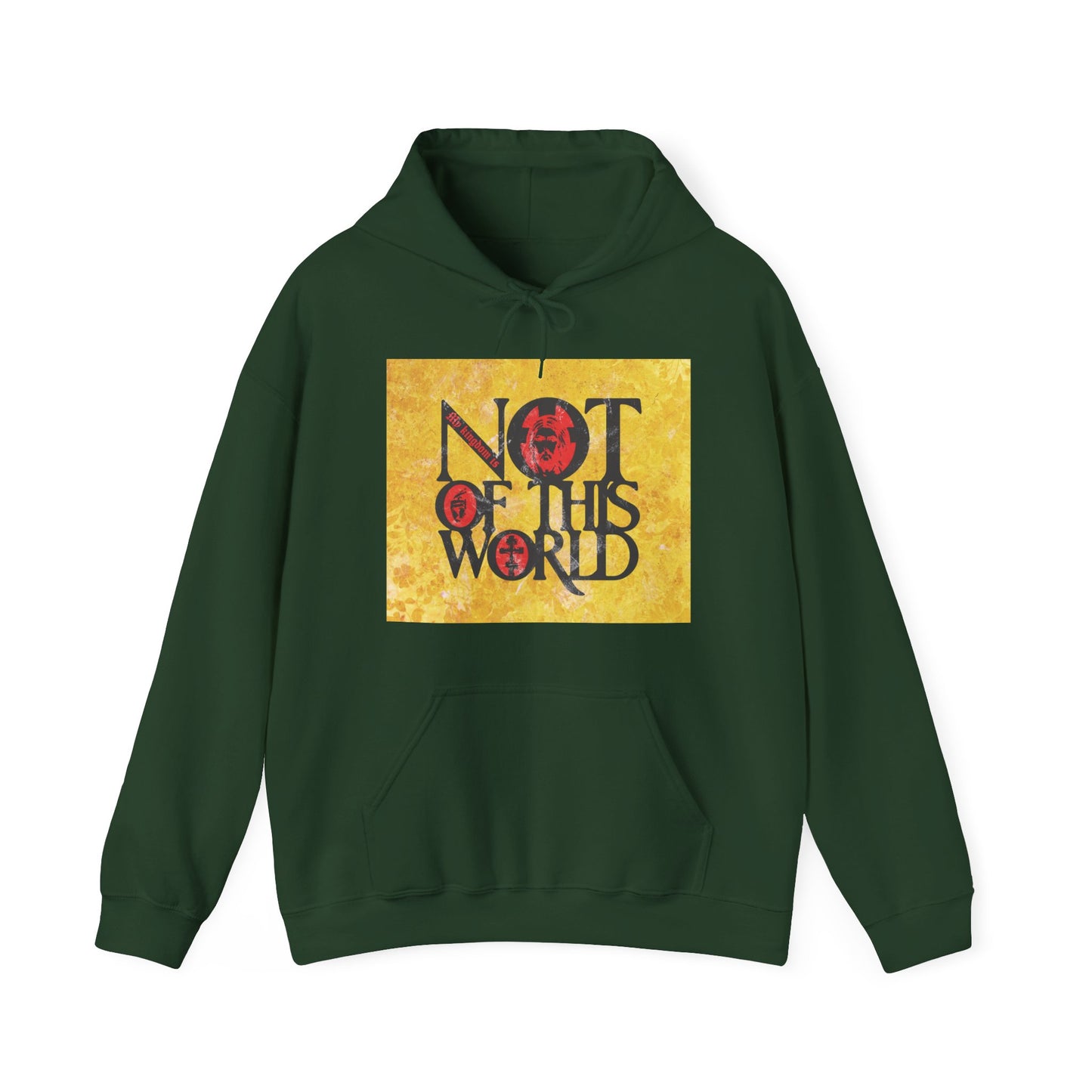 My Kingdom is Not of This World (John 18:36) | Bold Red, Yellow & Black Textured Design with Icon Motifs | Orthodox Christian Hoodie