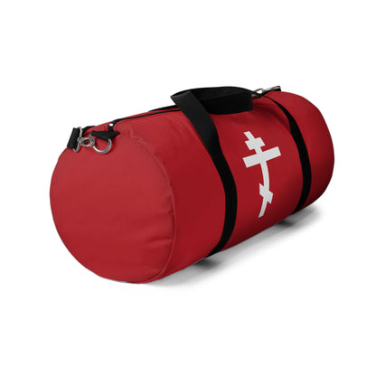 White Orthodox Cross Red Background | Today the Cross of the Lord cometh forth | Orthodox Christian Gym Duffel Bag