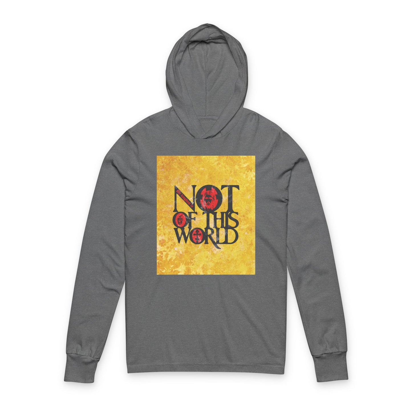 My Kingdom is Not of This World (John 18:36) | Bold Red, Yellow & Black Textured Design with Icon Motifs | Orthodox Long Sleeve Hooded Shirt