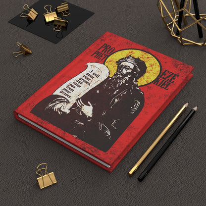 Prophet Ezekiel IconoGraphic | Textured, High Contrast Bright Red and Yellow Design | Old Testament | Orthodox Christian Hardcover Journal