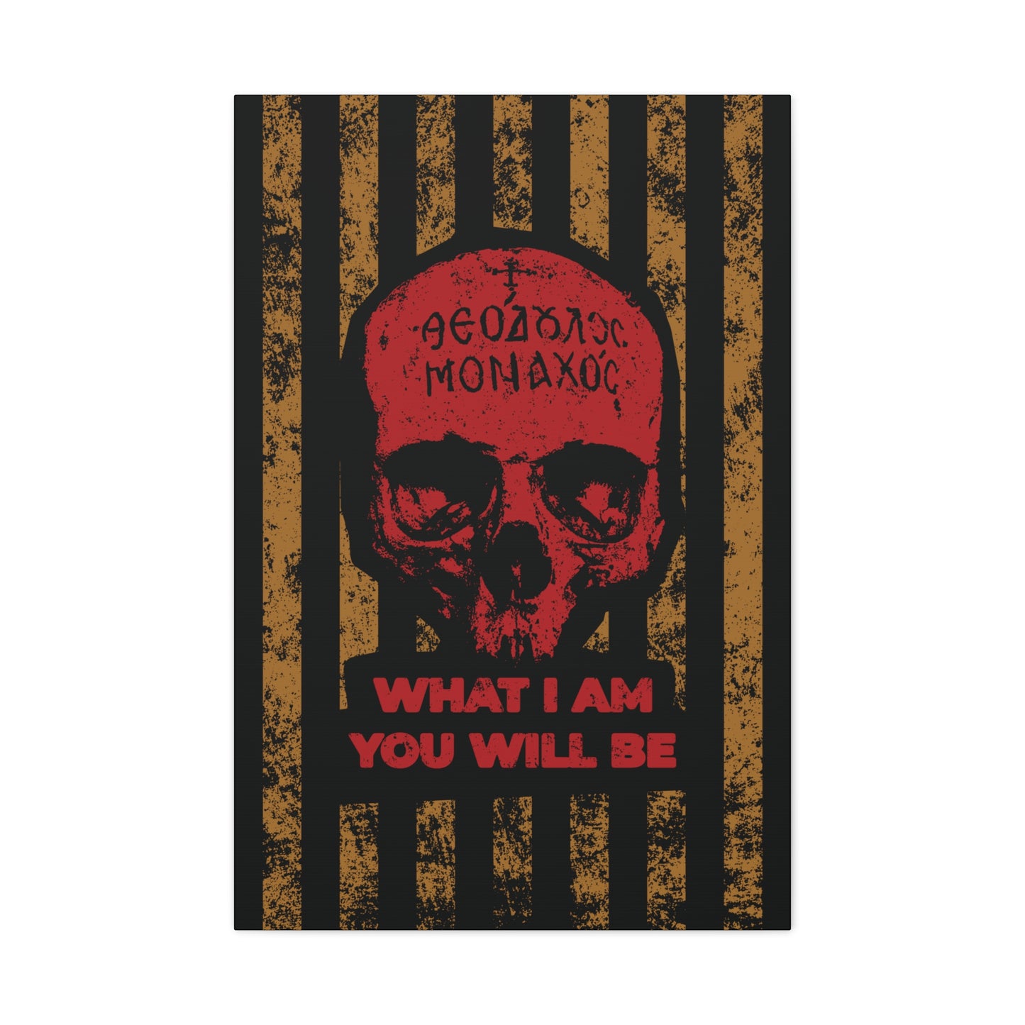 What I Am You Will Be | Memento Mori | Remembrance of Death | Mt Athos Monk Skull | Ascetic Ethos | Christian Canvas Art