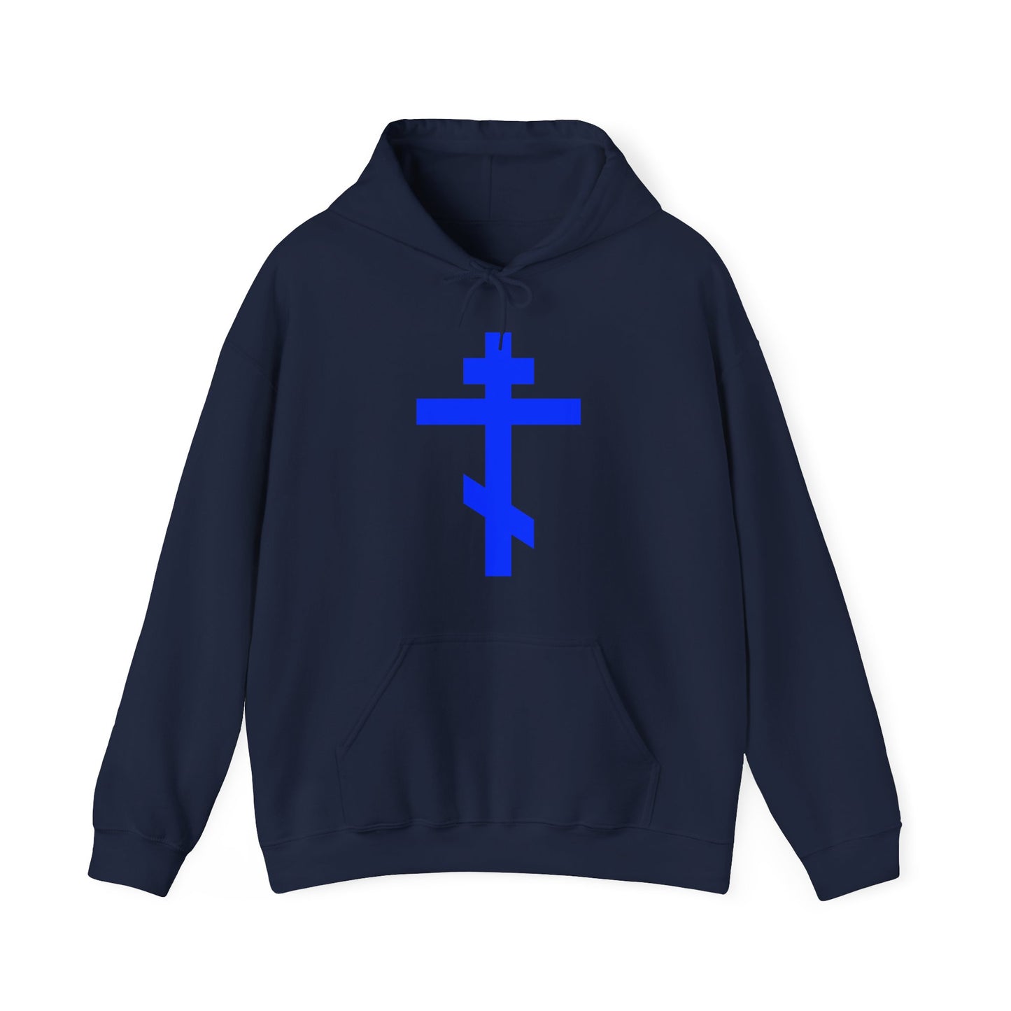 Royal Blue Orthodox Tribar Cross | Preserve Thy People By Thy Cross, O Lord | Christ is King | Christian Streetwear Hoodie