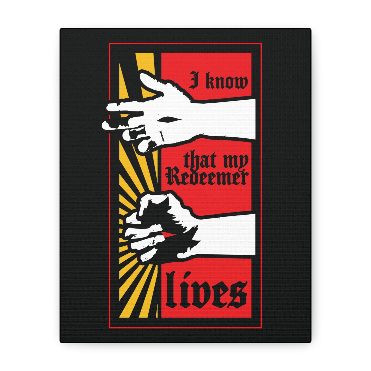 I Know That My Redeemer Lives (Job 19:25) | Comic Book Style Design | Resurrected Jesus Fist with Divine Power | Orthodox Christian Wall Art