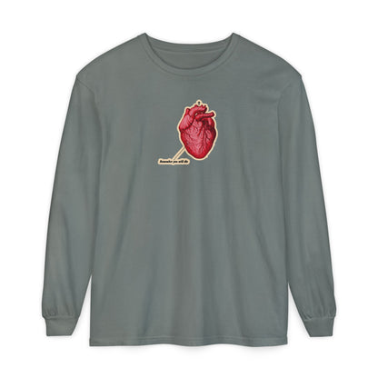 Remember You Will Die Retro Medical Textbook Heart Design | Orthodox Christian Long Sleeve Shirt