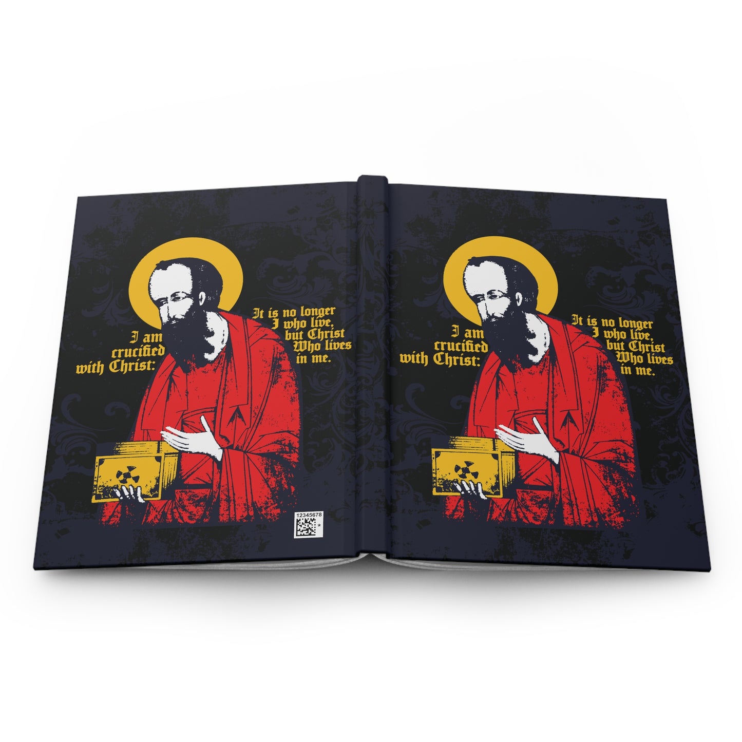 St Paul Holding Gospel Iconographic | I am crucified with Christ (Galatians 2:20) | Orthodox Christian Hardcover Journal