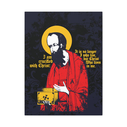 St Paul Holding Gospel Iconographic | I am crucified with Christ (Galatians 2:20) | Orthodox Christian Canvas Art