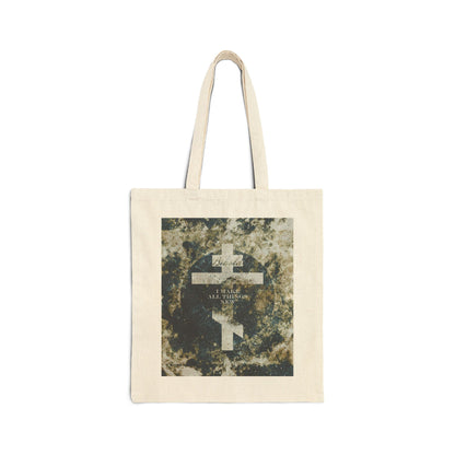 Behold, I Make All Things New | Revelation 21:5 | Cosmic Textured Orthodox Cross | Parousia | Orthodox Christian Tote Bag