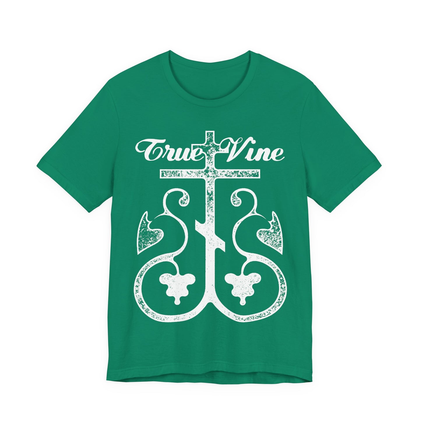 I Am the True Vine (John 15, Ezekiel 15) | Orthodox Cross with Grape Vine | Photocopy Effect | Christian Unisex Cotton T-Shirt