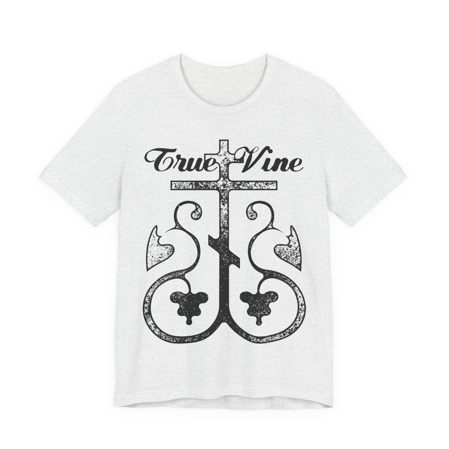 I Am the True Vine (John 15, Ezekiel 15) | Orthodox Cross with Grape Vine | Photocopy Effect | Christian Unisex Cotton T-Shirt