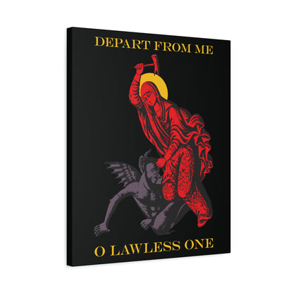 St Marina IconoGraphic (Depart from Me O Lawless One) | Saint Beating the Devil with a Hammer | Orthodox Christian Canvas Art