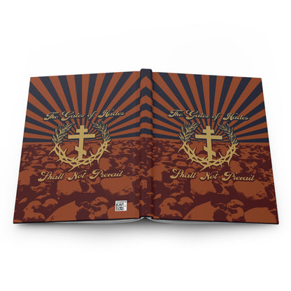 The Gates of Hades Shall Not Prevail | Cross with Wreath & Crown of Thorns | Skulls and Rays | Orthodox Christian Hardcover Journal