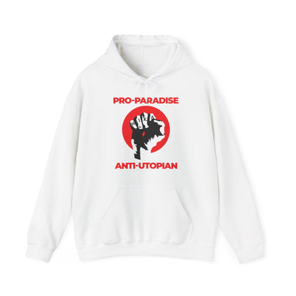 Pro-Paradise Anti-Utopian | Jesus Christ Crucified NIKA Fist | Resist the Dominant Secular Paradigm | Orthodox Christian Hoodie