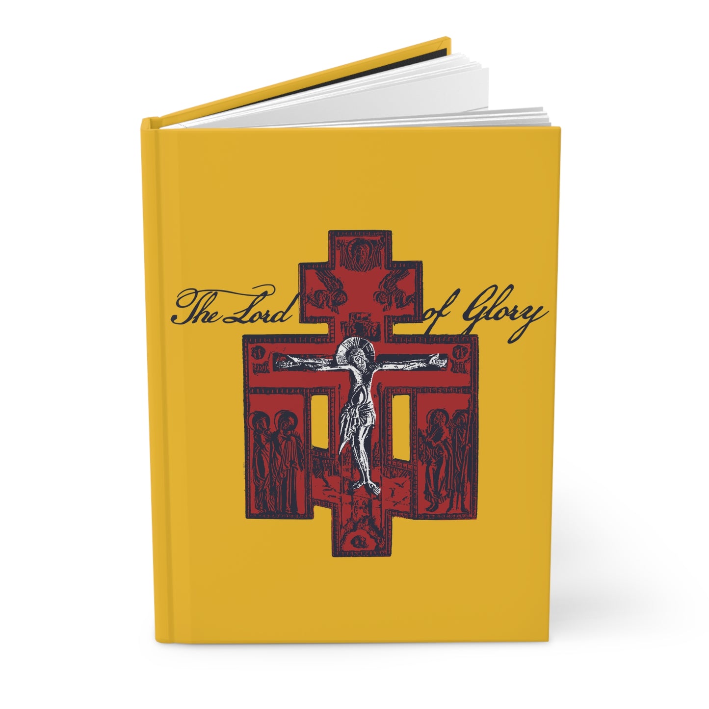 The Lord of Glory | Russian Golgotha Crucifix IconoGraphic (Gold BG) | 1 Corinthians 2:8 | Orthodox Christian Hardcover Blank Journal