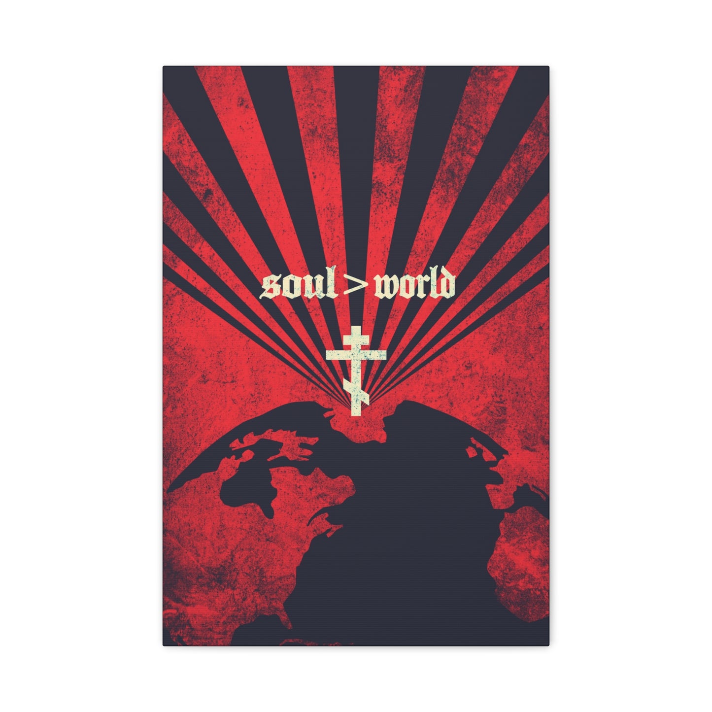 What Shall it Profit a Man | Matthew 16:26 | Soul Is Greater Than World | Red Earth White Cross | Orthodox Christian Canvas Art