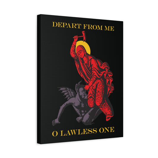 St Marina IconoGraphic (Depart from Me O Lawless One) | Saint Beating the Devil with a Hammer | Orthodox Christian Canvas Art
