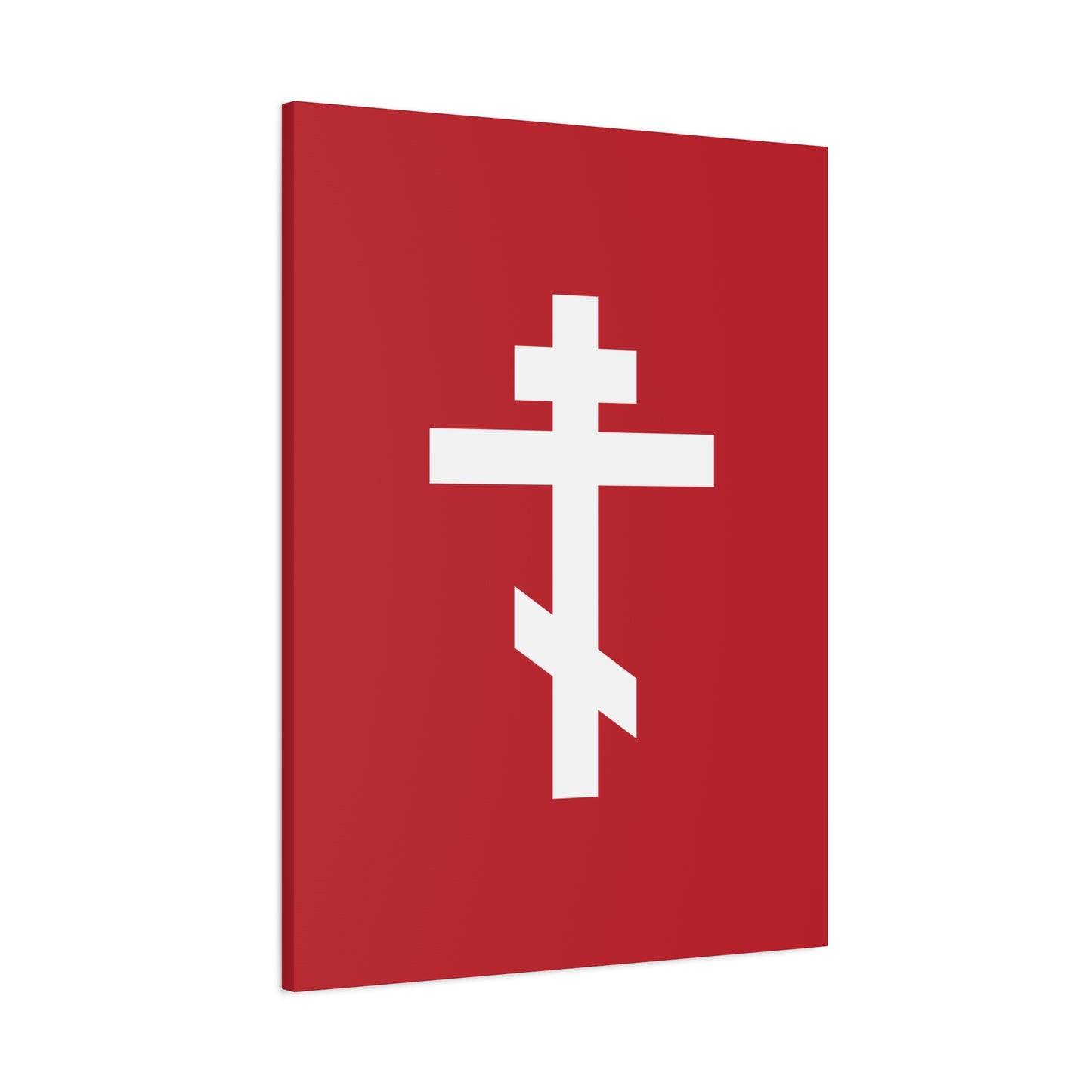 White Orthodox Cross Red Background | The cross is foolishness to those who are perishing, to us it is the power of God | Orthodox Canvas Art