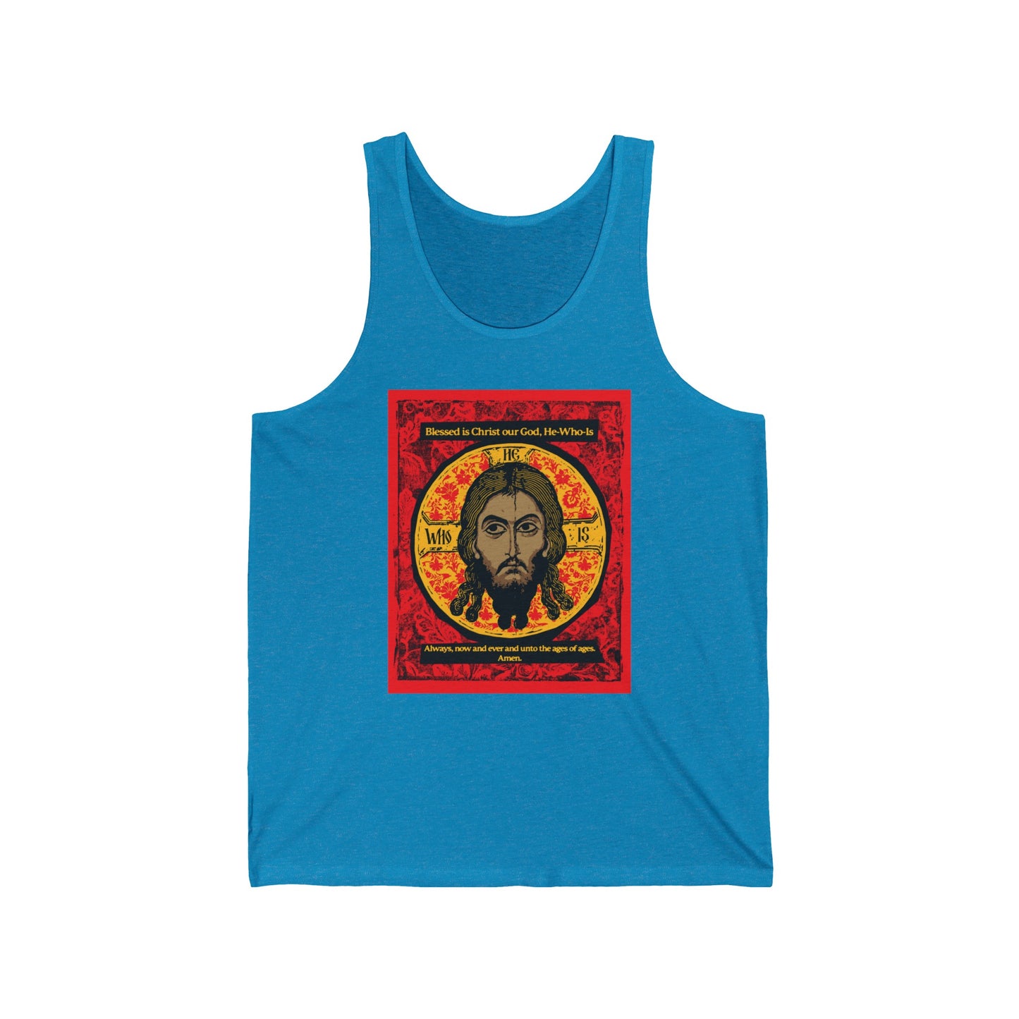 Icon Made-Without-hands (Mandylion/Image of Edessa) IconoGraphic No. 1 | Orthodox Christian Jersey Tank Top / Sleeveless Shirt