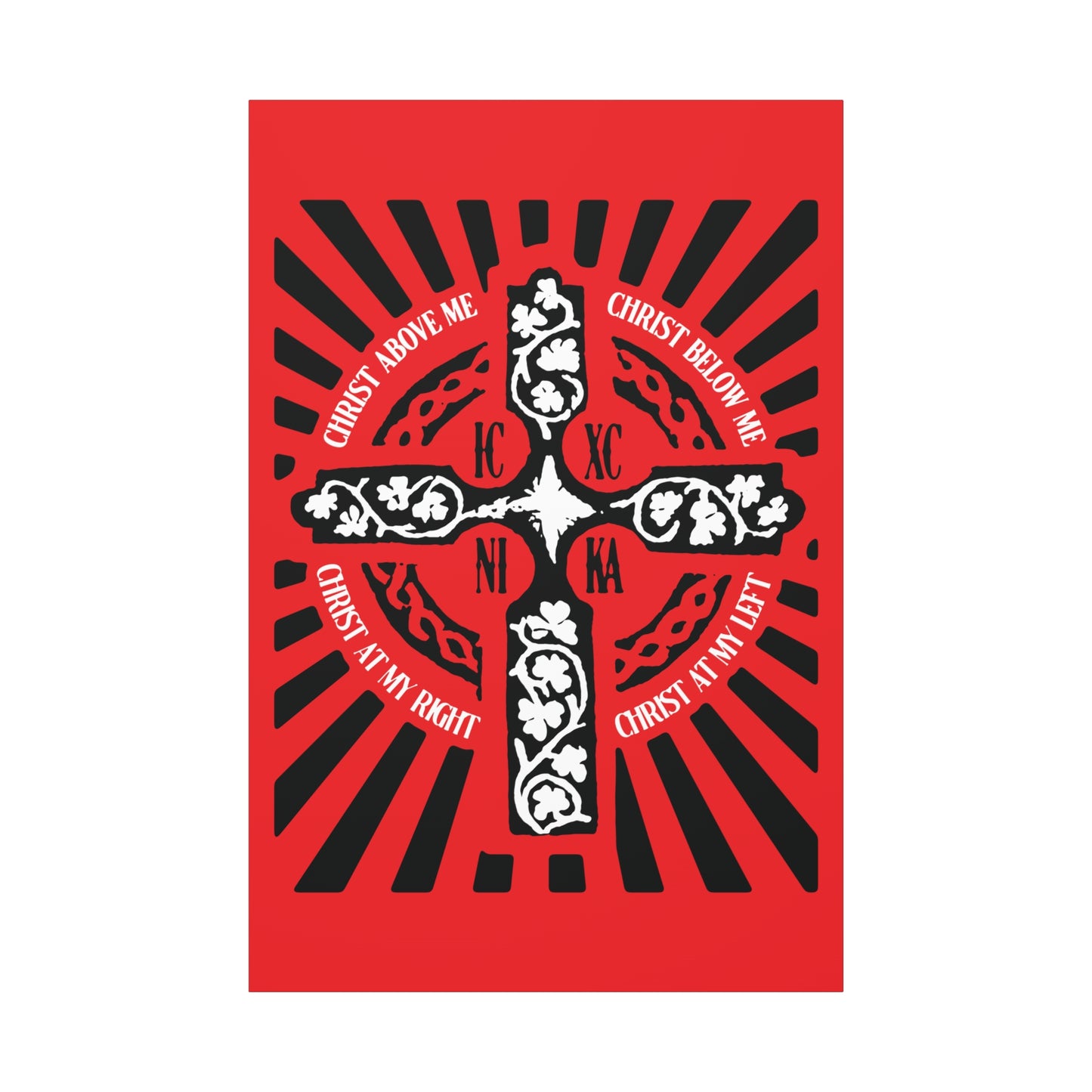 Red ICXC NIKA Enniskillen Celtic Cross | Lorica of St. Patrick | Shield Prayer | Orthodox Christian Canvas Art