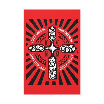Red ICXC NIKA Enniskillen Celtic Cross | Lorica of St. Patrick | Shield Prayer | Orthodox Christian Canvas Art