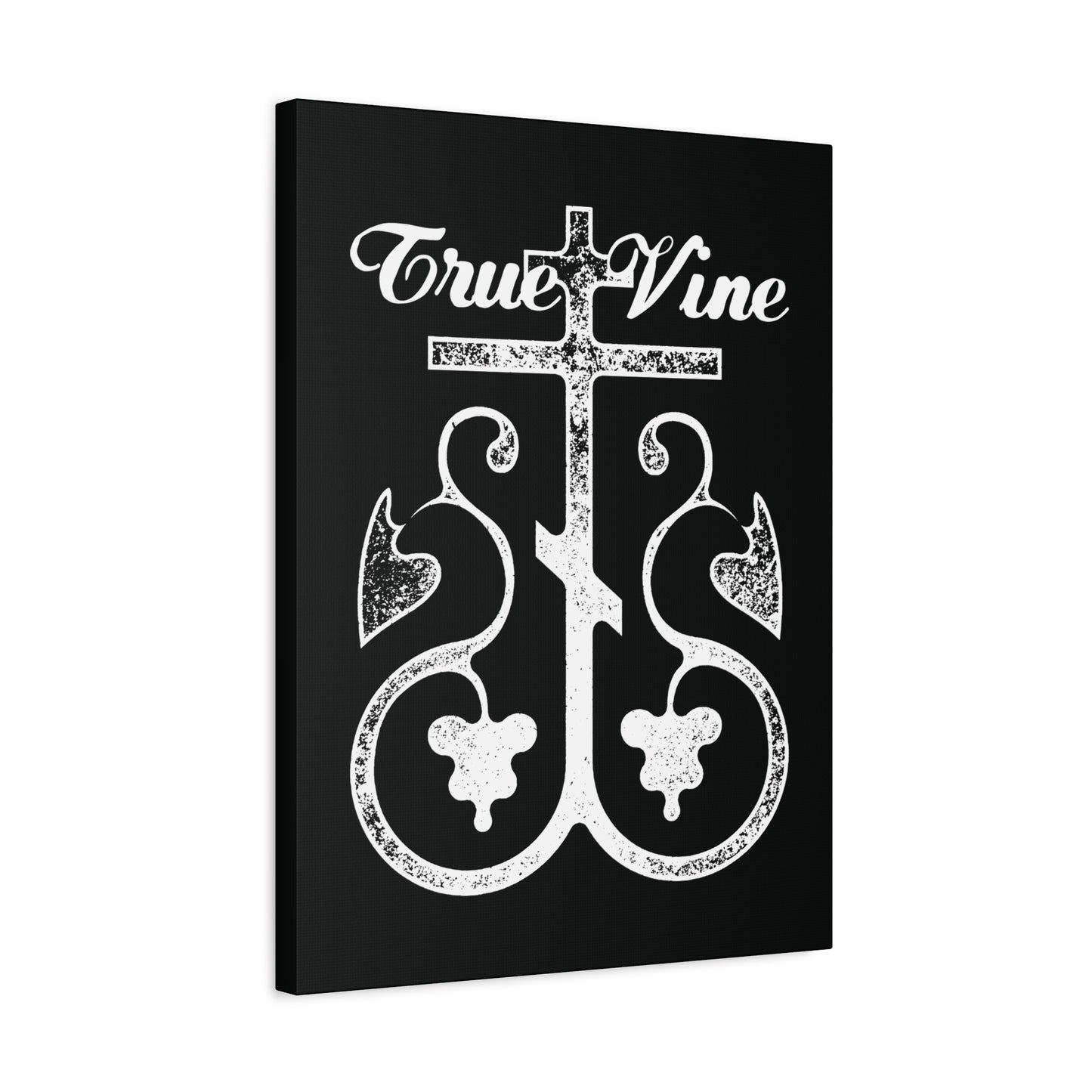 I Am the True Vine (John 15, Ezekiel 15) | Orthodox Cross with Grape Vine | Photocopy Effect | Orthodox Christian Canvas Wall Art