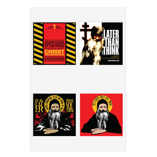 Fr Seraphim Rose 4x4 Sticker Sheet No. 1 | It's Later Than You Think | Modern Saint Graphic Decor | Apocalyptic | Orthodox Christian Stickers