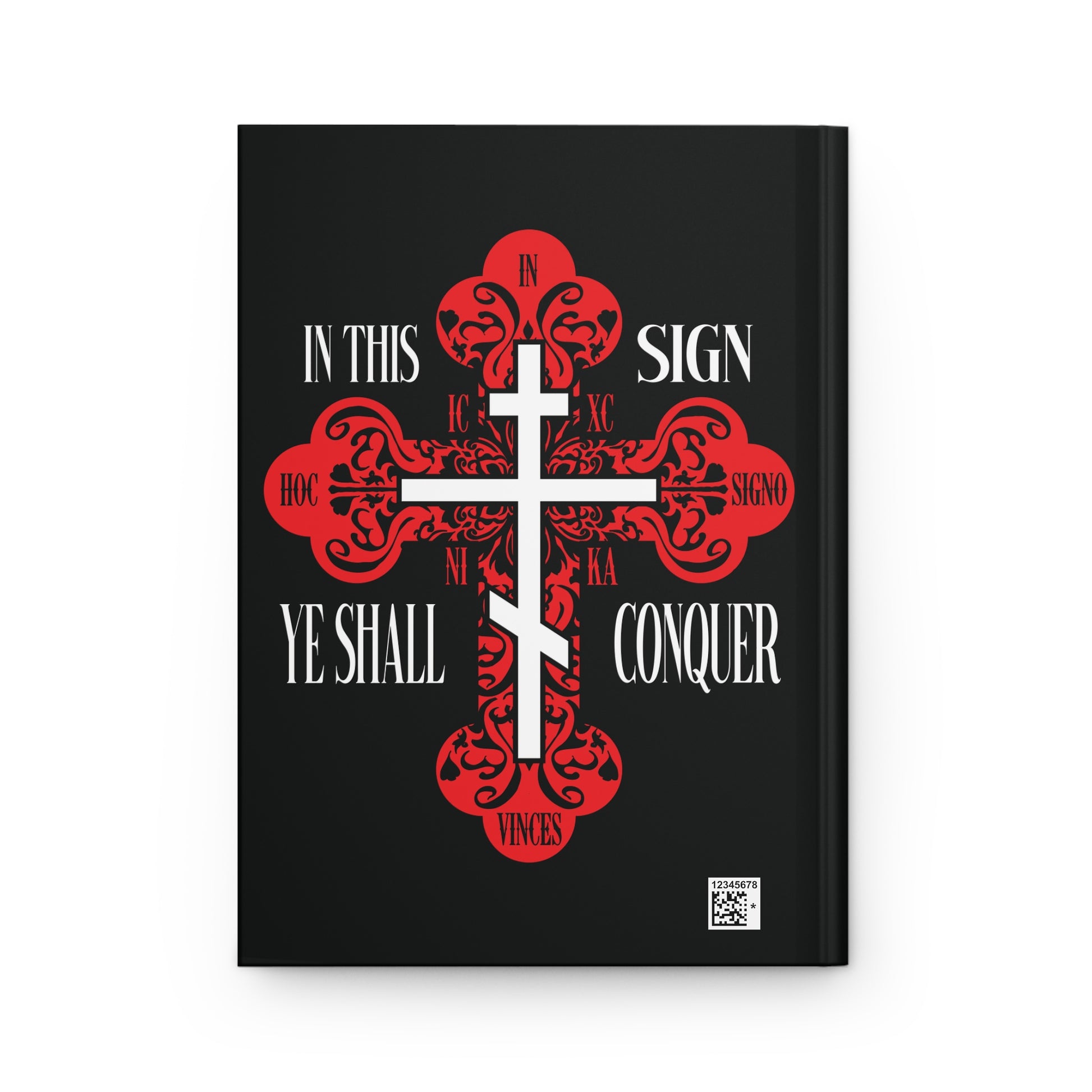 The "In This Sign Ye Shall Conquer | ICXC NIKA | Red Ornate Orthodox Cross | Christian Journal" features a decorative cross and celebrates the power of the life-giving Cross in Orthodox tradition.