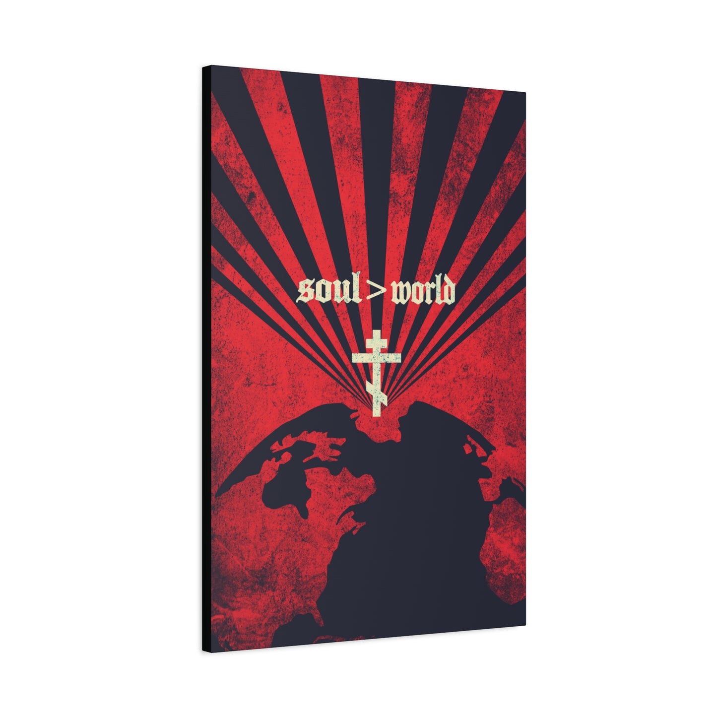 What Shall it Profit a Man | Matthew 16:26 | Soul Is Greater Than World | Red Earth White Cross | Orthodox Christian Canvas Art