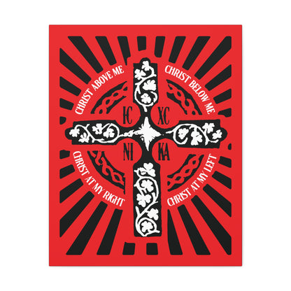 Red ICXC NIKA Enniskillen Celtic Cross | Lorica of St. Patrick | Shield Prayer | Orthodox Christian Canvas Art