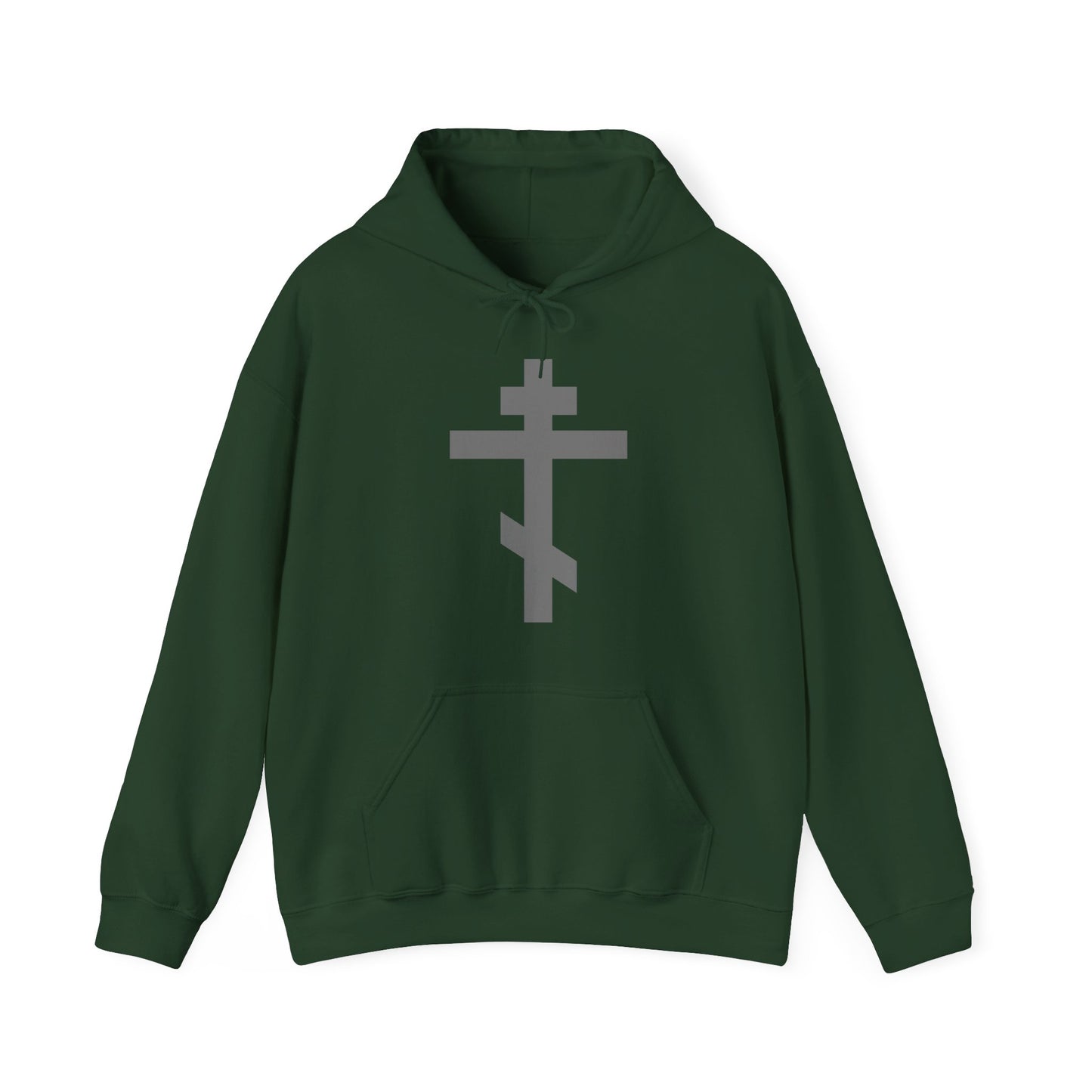 Gray Orthodox Tribar Cross | Preserve Thy People By Thy Cross, O Lord | Christ is King | Christian Streetwear Hoodie