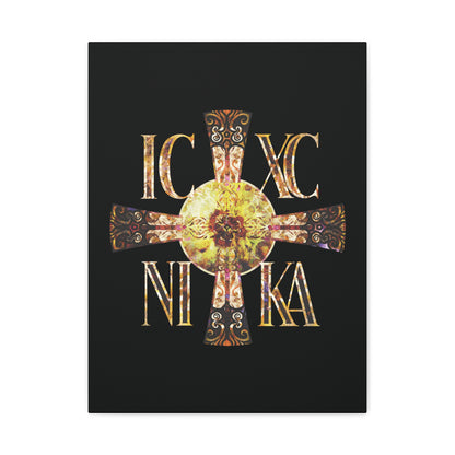 ICXC NIKA Celtic Style Equal Armed Cross | Bright Solar Texture | Orthodox Christian Canvas Art