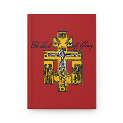 The Lord of Glory | Russian Golgotha Crucifix IconoGraphic (Red BG) | 1 Corinthians 2:8 | Orthodox Christian Hardcover Blank Journal