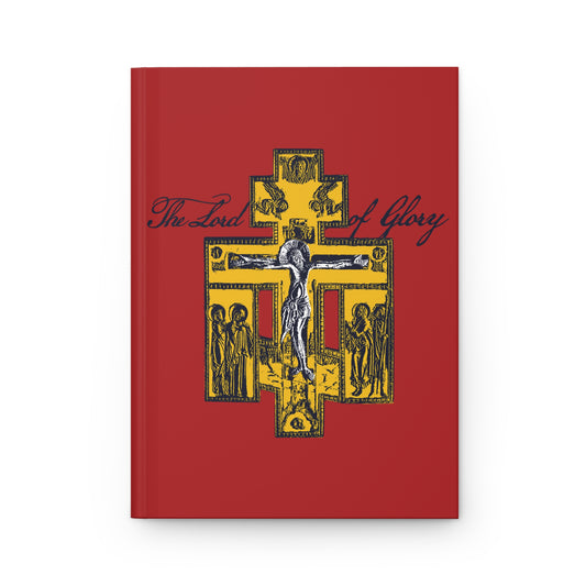 The Lord of Glory | Russian Golgotha Crucifix IconoGraphic (Red BG) | 1 Corinthians 2:8 | Orthodox Christian Hardcover Blank Journal