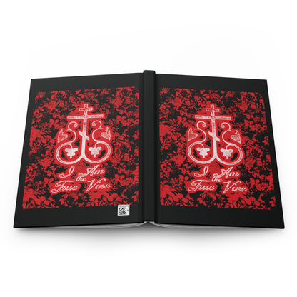 I Am the True Vine (John 15:1) | Orthodox Cross Vine Monogram | Red and Black Floral Design | Orthodox Christian Hardcover Journal