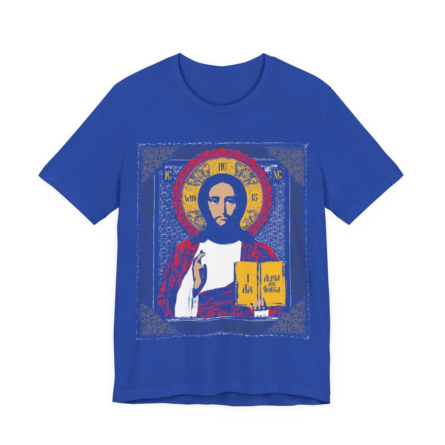 Christ Pantocrator Icono-Graphic | He-Who-Is | I Am the Alpha and Omega | Ancient Icon Graphic Design | Orthodox Christian Cotton T-Shirt