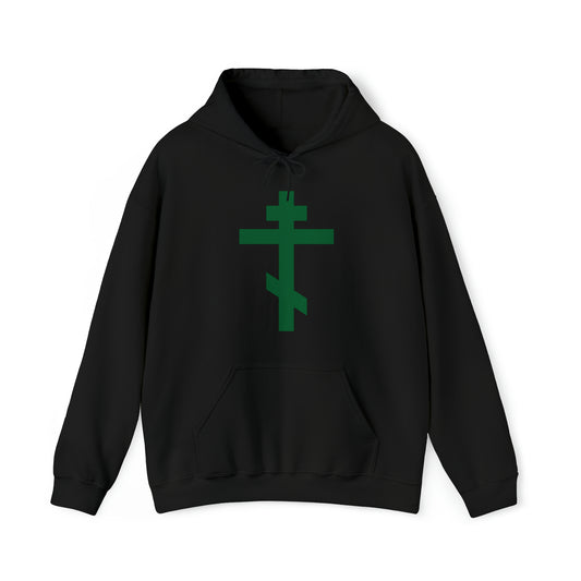 Simple Orthodox Cross (Green) No. 1 | Orthodox Christian Hoodie / Hooded Sweatshirt