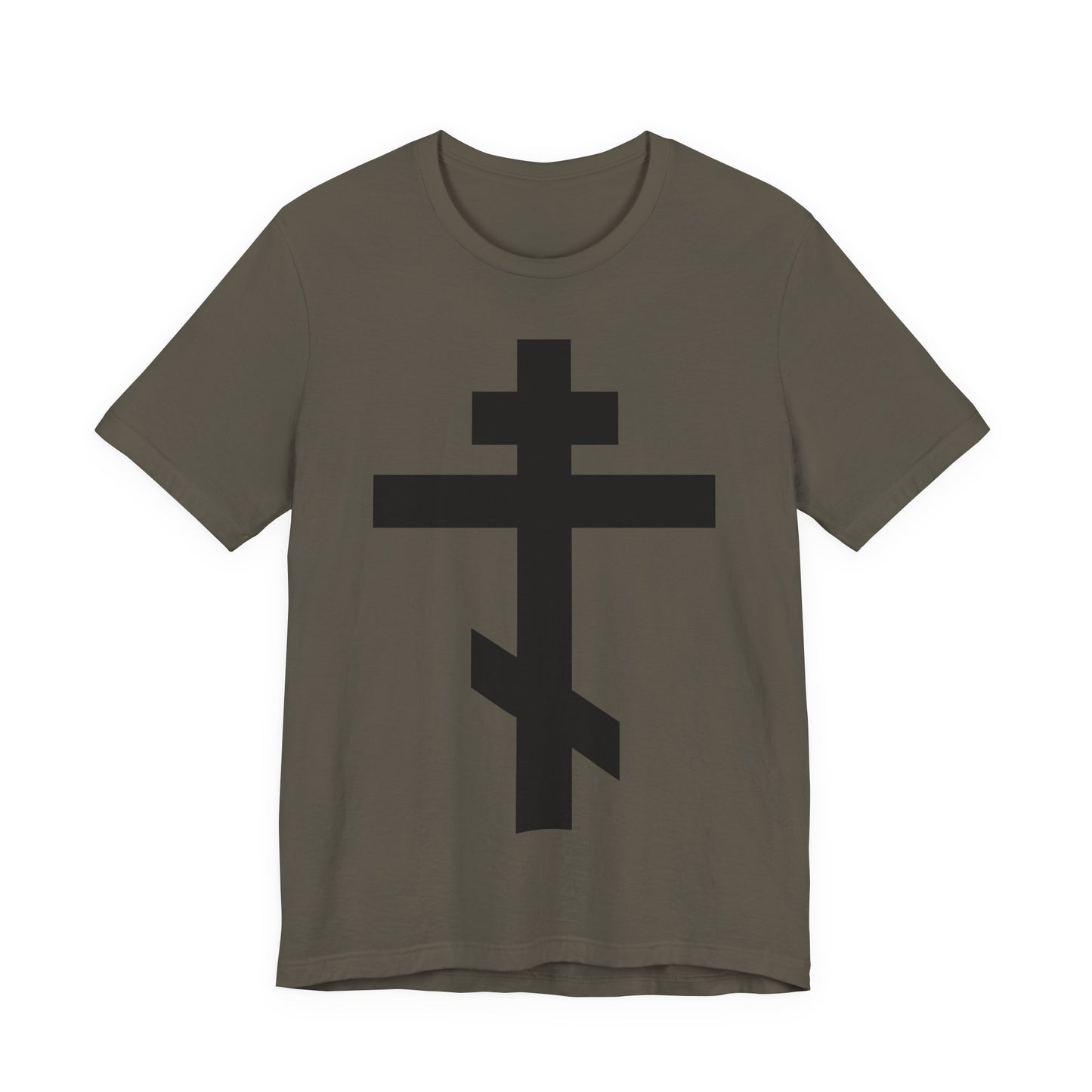 Black Orthodox Cross | May I Never Boast Except in the Cross of Our Lord Jesus Christ (Gal 6:14) | Christian Unisex Cotton Tee