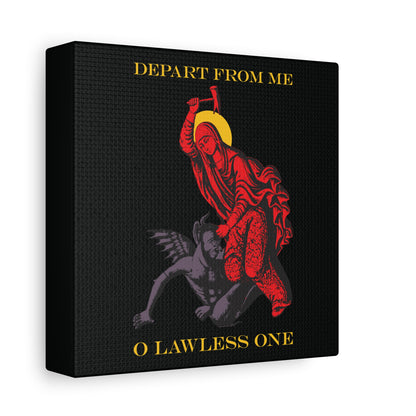 St Marina IconoGraphic (Depart from Me O Lawless One) | Saint Beating the Devil with a Hammer | Orthodox Christian Canvas Art