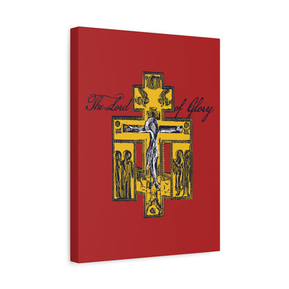 The Lord of Glory | Russian Golgotha Crucifix IconoGraphic (Red BG) | 1 Corinthians 2:8 | Orthodox Christian Canvas Art