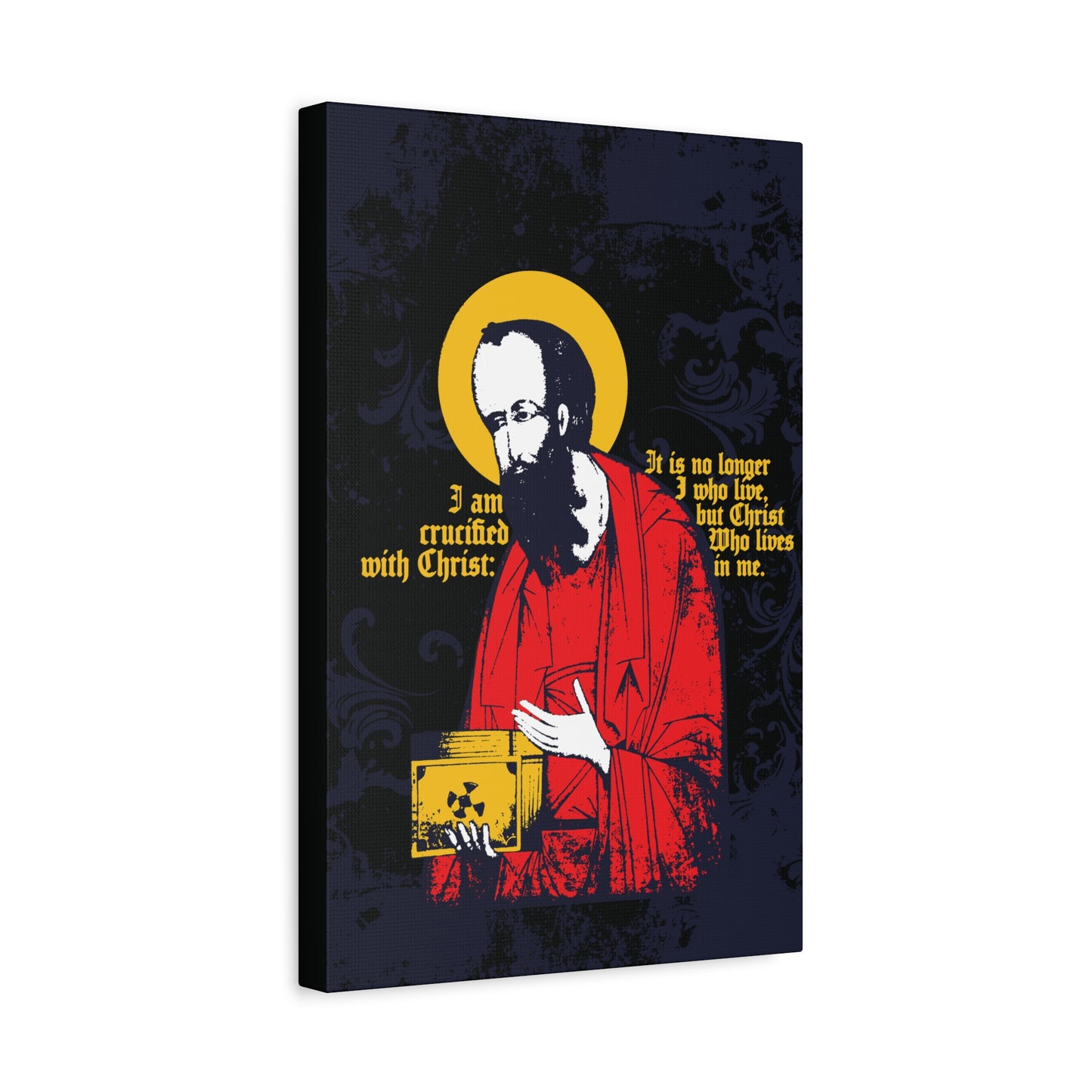 St Paul Holding Gospel Iconographic | I am crucified with Christ (Galatians 2:20) | Orthodox Christian Canvas Art
