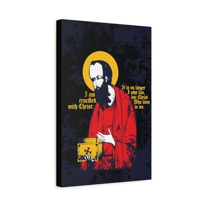 St Paul Holding Gospel Iconographic | I am crucified with Christ (Galatians 2:20) | Orthodox Christian Canvas Art