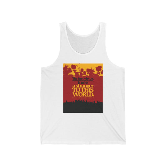 The Whole of Virtue is to Be a Stranger To this World (St John Chrysostom) | Skull Aesthetic | Orthodox Christian Jersey Tank Top / Sleeveless Shirt