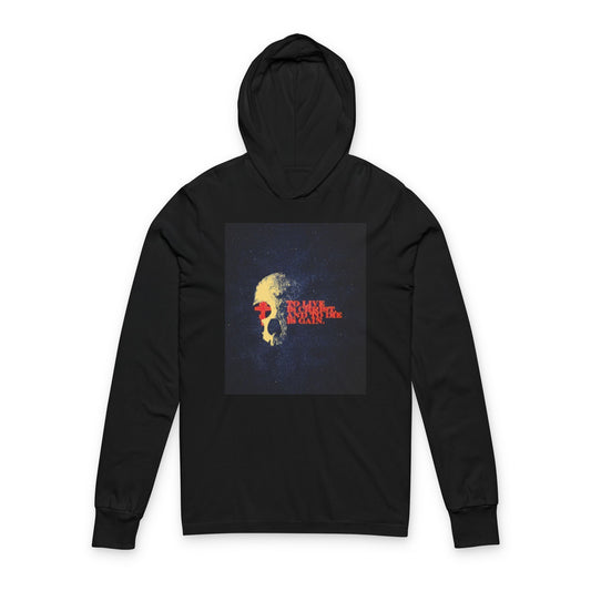 To Live is Christ and to Die is Gain | Phil 1:21 | Retro Texture | Glowing Letters and Cross with Skull | Orthodox Long Sleeve Hooded Shirt