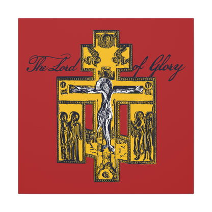 The Lord of Glory | Russian Golgotha Crucifix IconoGraphic (Red BG) | 1 Corinthians 2:8 | Orthodox Christian Canvas Art