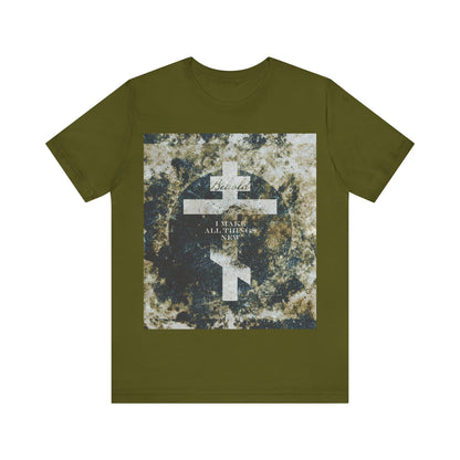 Behold, I Make All Things New | Revelation 21:5 | Cosmic Textured Orthodox Cross | Parousia | Orthodox Christian T-Shirt