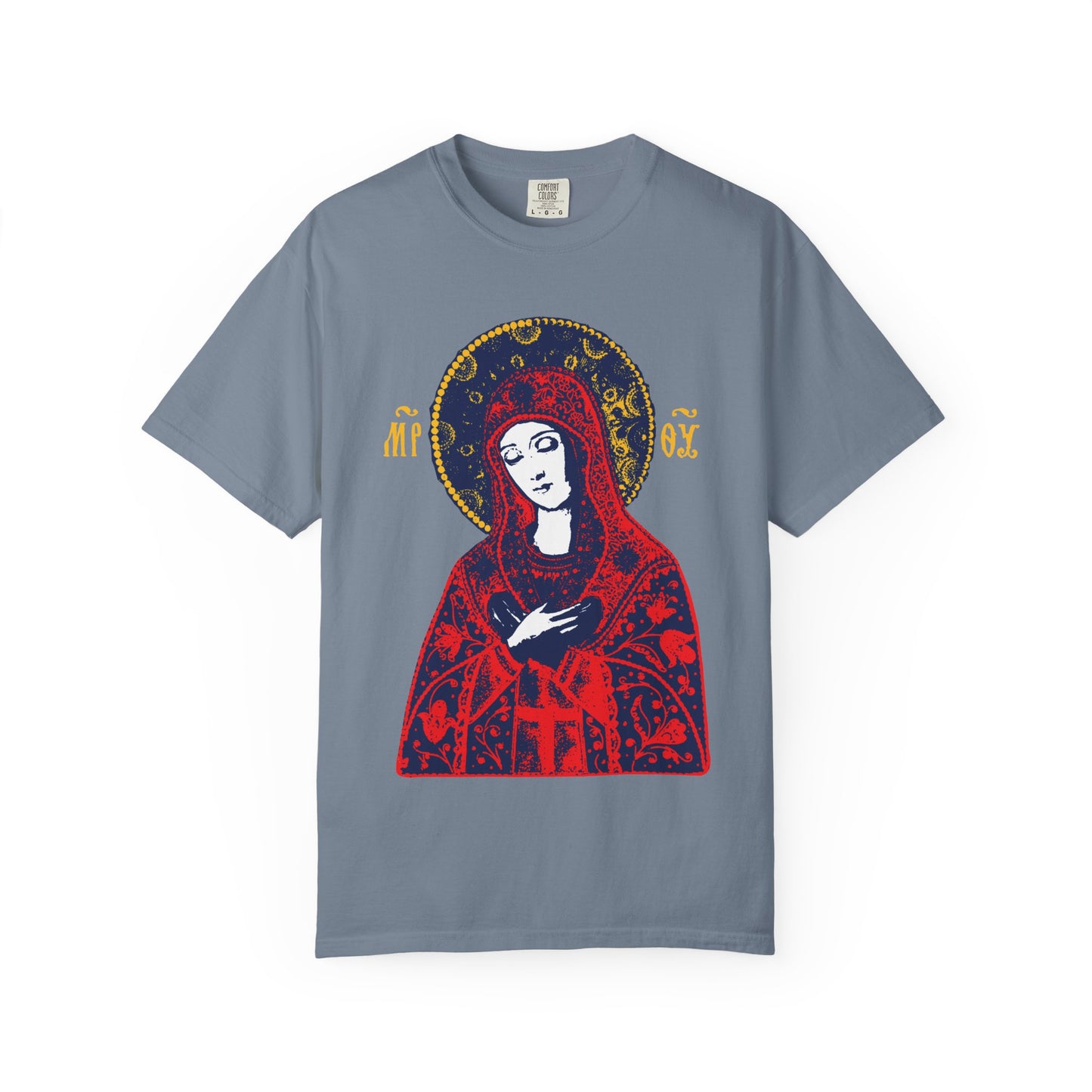 Joy of All Joys Tenderness Theotokos Iconographic Based on Traditional Orthodox Iconography | Christian Heavyweight Cotton Unisex T-Shirt