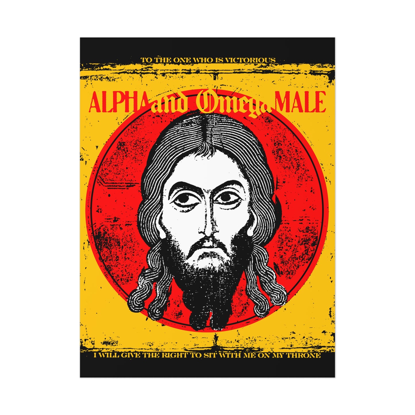 Alpha and Omega Male (Jesus Christ Image of Edessa IkonoGraphic) No. 1 | Orthodox Christian Art Poster